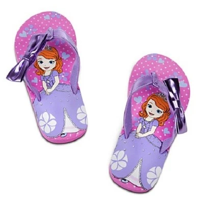DeLuXe~SOFIA the FIRST~PuRpLe FoiL~BoW~FLiP FLoPS~GIRLS~NUEVO CON ETIQUETAS~Disney Store~2014 Foto 1 de 4