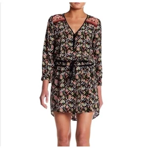 Veronica Beard Venice Kleid Damen Größe 6 Schwarz Multi Seide Ikat Print Boho - Bild 1 von 5