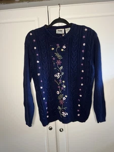 Maglione vintage Cottagecore floreale a maglia con cavi M - Foto 1 di 11
