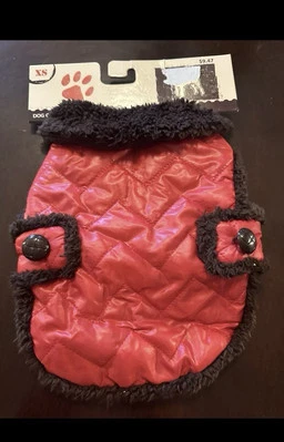 Abrigo Chaleco XS Parka Rojo Chaqueta Imitación Marrón Borde de Piel NUEVO Foto 1 de 4