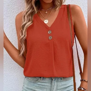 Holiday Summer Sleeveless Women Cotton Linen Tank Ladies Casual T Shirt Vest - Picture 1 of 12