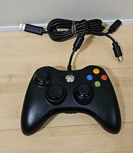 Controller Microsoft Xbox 360 NERO cablato con USB di rottura originale OEM testato - Foto 1 di 6