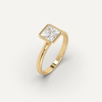 1 carat Princess Cut Engagement Ring | 100% Natural Diamond in 14k Yellow Gold - Image 1 of 4