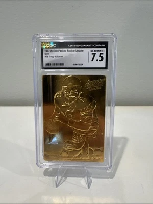 Actualización de novato 1992 llena de acción - 24 quilates Casa de la Moneda de Oro Troy Aikman #76/250 Foto 1 de 4