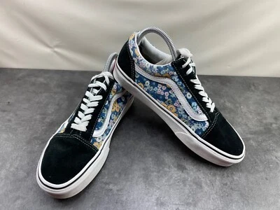 Vans OTW Sneakers Women 8.5M Old Skool Shoes black Blue Floral Suede Skateboard - Image 1 of 4