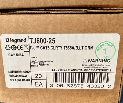 Legrand (Ortronics) (коробка из 20) TJ600-25 Tracjack Cat6 светло-зеленый - Изображение 1 из 3
