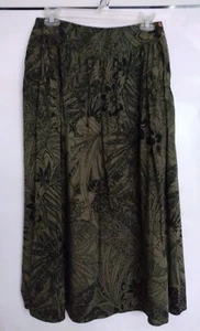 RAFAELLA Skirt Floral Pattern Black/Olive Green Rayon Women's size 12 - Picture 1 of 4