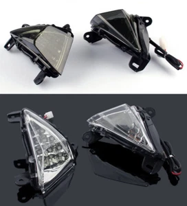 Front LED Turn Signals Blinker For Kawasaki ZX 6R 14R Ninja 650F Concours Smoke - Picture 1 of 10