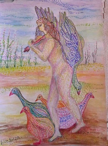 Original Gemälde 13,5 x 19,5 Zoll Inspirat Aquarellstifte vom Künstler - Bild 1 von 8