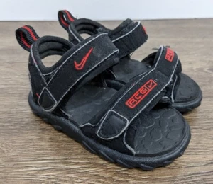 Nike ACG Kids Straprunner Sport Water Sandals Black/Red - Toddler Size 5 - Picture 1 of 9