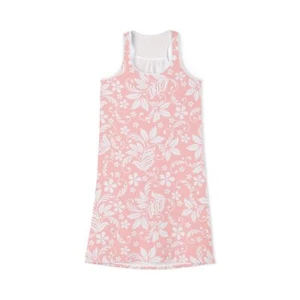 Pink Floral Women's Racerback Dress, Summer Dress, Beachwear, Casual Dress - Picture 1 of 9