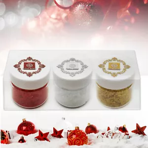 Edible Glitter 3x 1/4oz - Red & Gold Christmas Cake Decorating, Fondant Sprinkle - Picture 1 of 10