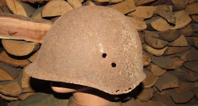 Elmetto originale-autentico WW2 WWII reliquia esercito rosso sovietico "Ssh39 "tre rivetti"#3 - Immagine 1 di 4