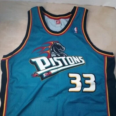 Vintage 90s Nike Authentic Detroit Pistons Grant Hill Jersey 52 - Image 1 of 4