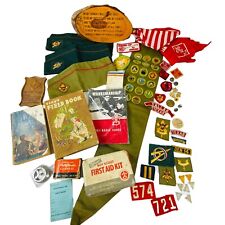 Assorted Lot Of Vintage Boy Scout BSA Patches Books Pins Hats Compass Plaque 60s