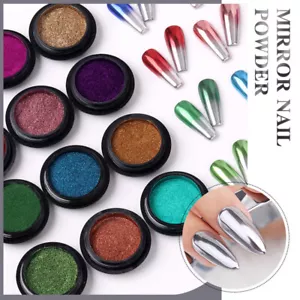 Nagel Funkeln Glitzern Pulver Spiegel Metallisch Chrom Pigment Nail Art Dekor - Bild 1 von 38