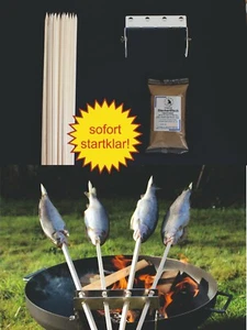KOMPLETTSET STECKERLFISCH Multihalter Gewürzsalz GRILLSPIESSE 60cm MEGA - Bild 1 von 8
