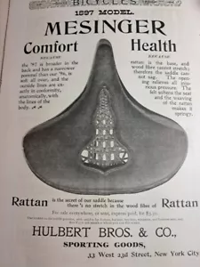 Werbung: für die Fahrradsattelwerbung Mesinger Modell 1897 für Hulbert Bros. - Bild 1 von 1
