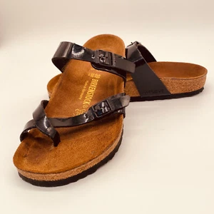 Birkenstock Yara sandali donna US 8,5 EU 39 nero vernice pelle 7115 - Foto 1 di 11