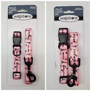 Collar de perro rosa Bon Jour Torre Eiffel París + juego de correa para mascotas Wag&Bone tú eliges S M - Imagen 1 de 3