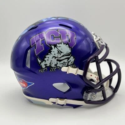 TCU Horned Frogs CUSTOM Metallic Purple Mini Football Helmet - Image 1 of 3