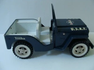Vintage TONKA Jeep U.S.A.F. Truck Navy Blue Air Force Pressed Steel Toy 9.5" - Picture 1 of 7