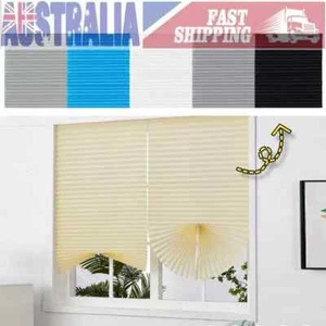 Pleated Fabric Shades, Temporary Window Blinds, No Drilling Self Adhesive Blind# - Picture 1 of 43
