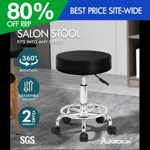 ALFORDSON Salon Stool Round Swivel Barber Hair Dress Chair Gas Lift Black - Picture 1 of 11