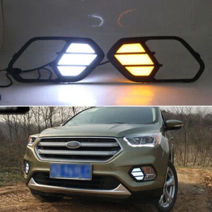 LED DRL Turn Indicator Signal Daytime Running Fog lights Fit For Ford Escape 16+ - Picture 1 of 10