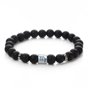 Black Onyx Matte Stone Scorpio Zodiac Sign Bracelet - Picture 1 of 6