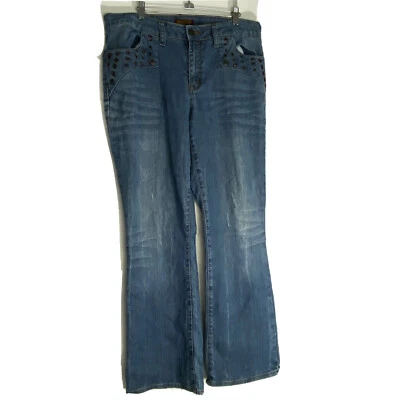 Pantalones de mezclilla azules desgastados con bigotes talla 18 festival ZD Zana Di para mujer Foto 1 de 4