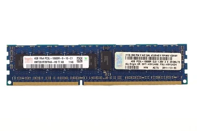 Hynix 4GB 1Rx4 PC3L-10600R-9-10-C1 ECC REG Server Memory P/N: HMT351R7BFR4A-H9 - Image 1 of 2