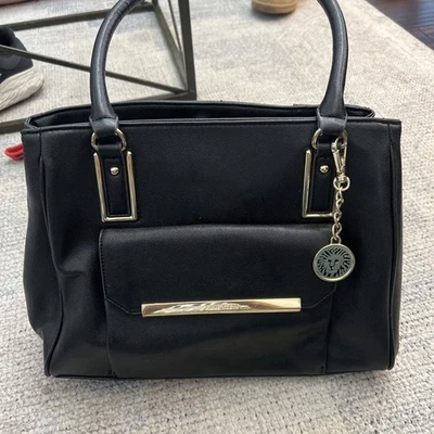 Anne Klein Faux Leather Hobo Satchel Double Handle Handbag Purse Tote Black - Image 1 of 4