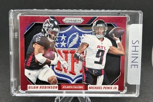 Bijan Robinson + Michael Penix NFL Shield Patch Card Art 1/1- Created by SHINE - Picture 1 of 2