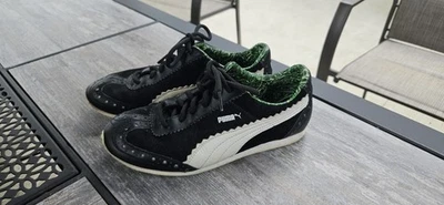 Puma Roma Golf Sneaker Size 7W Black White Leather/Suede Wingtip - Image 1 of 4