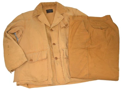 Dryback Canvas Jacket Pants Bird Hunting Corduroy Collar Vintage 50s 60s Field L - Image 1 of 4