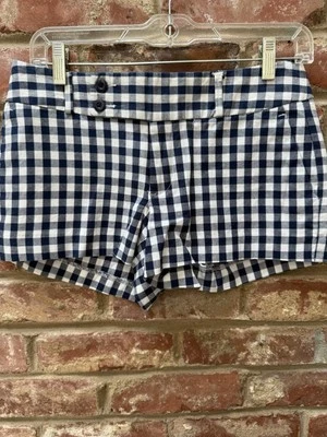 Banana Republic Shorts Womens 0 Blue White Gingham Check Flat Front Prep Preppy - Image 1 of 4