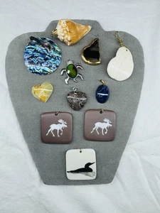 11 Stück Naturstein & Muschel Anhänger Schildkröte, Elch & Loon Designs Boho Strand - Bild 1 von 8