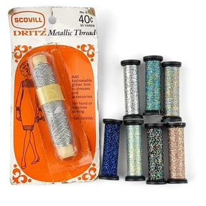 Vintage Dritz Kreinik Lame Metallic Thread Lot  Cardboard Spools -8 - Picture 1 of 6
