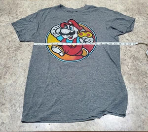 Super Mario Bros Shirt Herren S Kurzarm Grau Baumwolle Bedruckt Nintendo Classic - Bild 1 von 6