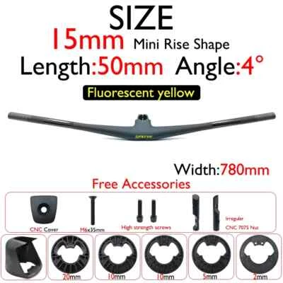 Manillar de carbono ultraligero XC MTB bicicleta manillar de cabina integrado 740-780 mm Foto 1 de 4