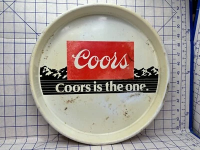 Vintage Metal Coors "Coors is the One" Beer Serving Tray red and black man cave - Image 1 of 4