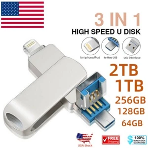 128G 64G USB Flash Drive 256G Memory Stick for iPhone iPad PC Storage Photo Stic - Picture 1 of 11