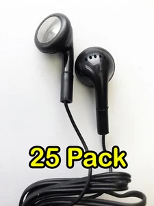 BULK Lot of 25 BLACK 3.5mm Headphones / Earbuds / Earphones - Great for Schools! - Picture 1 of 9