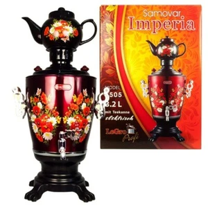 Samowar Imperia mit Teekanne 3,2 L elektrisch Самовар Samovar Tee Chai Edelstahl - Bild 1 von 2