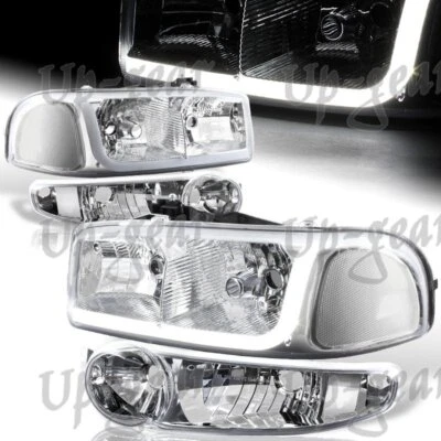 Faros LED DRL transparentes cromados para GMC Yukon XL Denali 2001-2006 + parachoques 4 piezas Foto 1 de 4