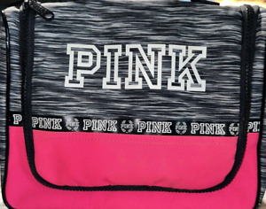 Victoria's Secret Makeup Travel Case Hanging Shower Caddy Marl Gray Pink Handle