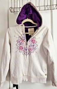 Lucky Brand girl sherpa lined full zip hoodie Ivory floral print Large(14/16) - Picture 1 of 12