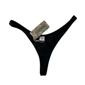 SHEKINI Women's Thong Bikini Bottom High Cut V Cheeky Brazilian Swimsuit ~ Large - Picture 1 of 4
