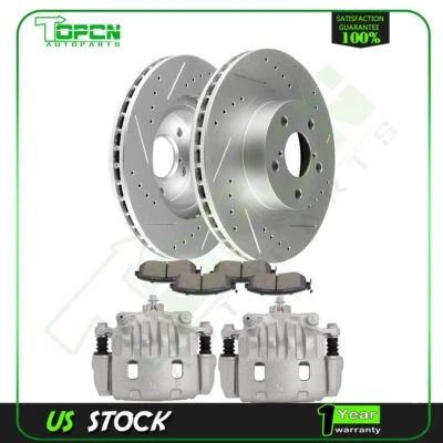 Brake Front Calipers & Rotor & Ceramic pad Drill Slot For 11-2016 Subaru Impreza - Image 1 of 4